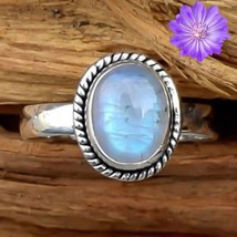 Rainbow Moonstone Gemstone 925 Silver Ring Handmade Jewelry Ring For Women - £5.78 GBP