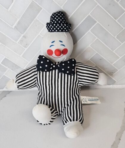 Primary image for Vintage Play By Play Clown Plush Stuffed Animal Black Stripes & Polka-dot 9.5"