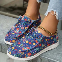 Printed Round Toe Flat Slip-Ons - $46.55 CAD