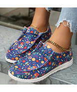Printed Round Toe Flat Slip-Ons - $46.55 CAD