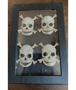 Tahari Home Halloween Napkin Rings Skull Crossbones Rhinestones Silver New - £23.54 GBP
