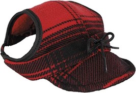 Critter Kromer Cap - Decorative Wool Pet Hat Red/Black Plaid Large - £26.01 GBP