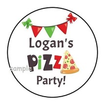 30 Personalized Pizza Birthday Party Stickers Favors Labels round 1.5&quot; tags gift - £9.58 GBP