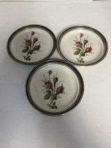 Lot Of 3 Sterling Silver Rimmed Rosenthal Selb Germany Rose China 4&quot; Diameter - £35.00 GBP