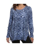 Erika Naomi Burnout Top Long Blue Tunic Nightscape Size Medium and Small... - $33.00