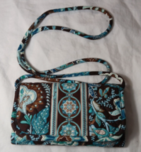 Vera Bradley Brown Blue Paisley Wallet with Removable Crossbody Shoulder Strap - £10.04 GBP