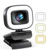 60FPS Streaming Webcam with Adjustable Ring Light, Auto-Focus HD 60FPS, ... - $43.53