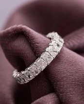 Unique Radiant Cut Moissanite Wedding Band Full Eternity 14k White Gold Finish - $92.83+