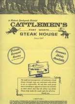 Cattlemen&#39;s Steak House Restaurant Menu Fort Worth Texas 1996 - £37.97 GBP