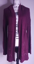 Vintage Arizona Jean Co Burgundy Knit Cardigan Women&#39;s Size M Hooded - $262.42 MXN