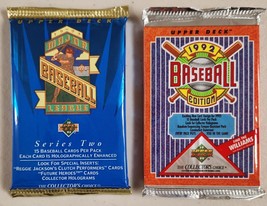 1992 &amp; 1993 Upper Deck Baseball Cards Lot of 2 (Two) Sealed Unopened Packs .% - £12.21 GBP