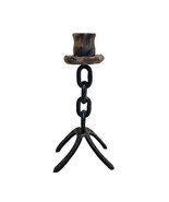 Iron Black Horse Shoes W/ Chains &amp; Carved Wood Rustic Art Handmade Candl... - £19.46 GBP