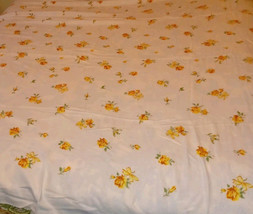 Vintage Satin Edge Floral  Pattern Yellow Blanket 67&quot; x 84&quot; - $55.00