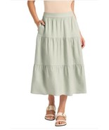 Matty M Womens Skirt Green Tiered Pockets Elastic Waist Pull-On Lightweight - $53.50 CAD