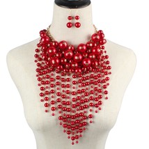 Women&#39;s Wedding Party Jewelry Set Simulated  Necklace Earring African Beads Arro - £47.48 GBP
