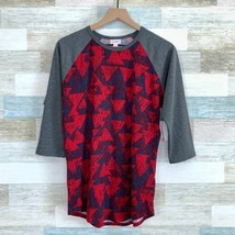 LuLaRoe Randy Baseball Tee Gray Red Triangle Print NWT Womens Medium - $14.84