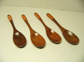 4 Pcs Set Handmade Natural Wood Wooden Table Spoons Soup Broth Cooking Kitchen - £14.63 GBP