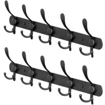 Black Coat Rack Wall Mount With 5 Tri Hooks For Hanging  16 Inch Heavy Duty Stai - £28.85 GBP