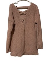 Torrid Sweater Womens 0 (Large) Dusty Pink Long Sleeve Sexy Back Tunic S... - £17.04 GBP
