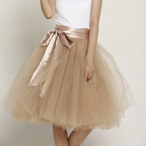 Brown Knee Length Tulle Skirt Outfit Custom Plus Size Ballerina Tulle Skirt image 11
