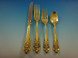 Grande Baroque by Wallace Sterling Silver Flatware Service 8 Set Gold Vermeil - £2,254.51 GBP