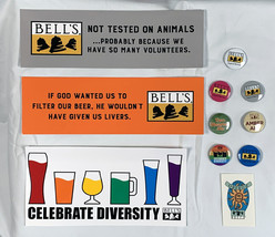 Bell&#39;s Brewery Craft Beer Lot Stickers Tattoo Pinback Buton Celebrate Di... - $18.76
