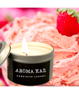 Strawberry Buttercream Scented Tin Candles Hand Poured Vegan Friendly Ec... - $19.95+