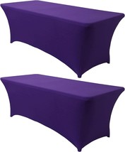 6ft Spandex Table Cover for Standard Folding Tables 2 Pack Rectangular Fitted Ta - £33.83 GBP