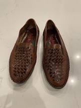 Men’s Brown Leather Woven Lions Den by Haband Loafers Slip on Shoes Size... - £15.89 GBP