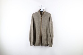 Vintage 90s Woolrich Mens Large Wool Blend Knit Full Zip Cardigan Sweater Beige - £35.57 GBP