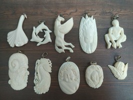 10 Pcs Pendant Necklace (Angel,Pegasus,Dolphin) from Buffalo Bone Carved... - £79.75 GBP