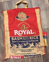 Royal Basmati Rice Burlap Bag Zipper Closure Handles (empty) Wall Hanging Red - £11.01 GBP
