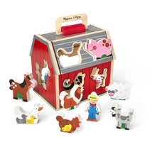 Melissa &amp; Doug Wooden Take-Along Sorting Barn Toy with Flip-Up Roof and ... - £21.06 GBP