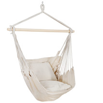 Hammock Hanging Rope Chair Air Swing Tree Cotton Solid Wood Outdoor Yard... - £39.04 GBP