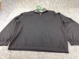Pronto Uomo Sweater Mens Large 100% Merino Wool 1/4 Zip Pullover Black - $18.80