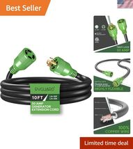 4 Prong 30 Amp 10 Foot Generator Extension Cord, NEMA L14-30P/L14-30R, 1... - $95.02
