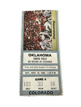 Ncaa Ticket Stub Colorado @ Oklahoma Sooners Nov 16, 1985 Bosworth Champions - £20.50 GBP