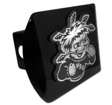 Wichita State Wushock Chrome Emblem On Black Usa Made Trailer Hitch Cover - $75.99