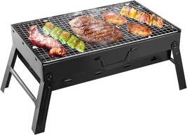Folding Portable Barbecue Charcoal Grill, Moclever Stainless Steel, And Beach. - £30.58 GBP