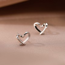 Hollow Heart Stud Earrings, Mini Heart Shaped Earrings, Minimalist Earrings, Cut - £7.21 GBP
