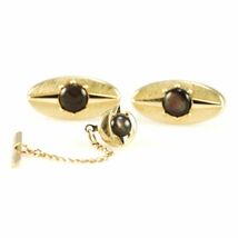 vtg RETRO Mens Cufflinks Set Tie Pin Swank Moonstone 70S Cuff Vintage Je... - $45.39