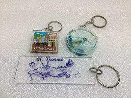 3 Vintage ST.THOMAS Souvenir Keychain US Virgin Island Key Ring 3 Porte-Clés Ile - £7.09 GBP