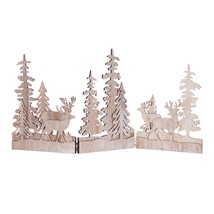 Tree and Deer Scene Trifold 23.75&quot;L x 12&quot;H Wood - £33.95 GBP