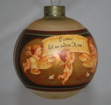 Vintage Hallmark Dated 1981 &quot;Let Us Adore Him&quot; Glass Ball Ornament in Box - £9.59 GBP