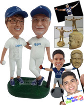 Personalized Bobblehead Two Baseball Players One Leaning On Bat While Other Hold - £123.25 GBP