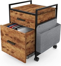 Eureka Ergonomic File Cabinet 2 Drawers, Rolling File Cabinet With, Rustic Brown - £132.93 GBP