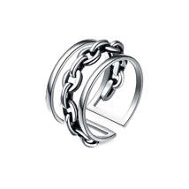 Silver Braided Rope Adjustable Plain Ring - £29.98 GBP