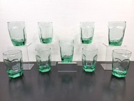 9 Libbey Chivalry Green Juice Glasses Set Rock Sharpe Textured Paneled Facet Lot - £62.38 GBP