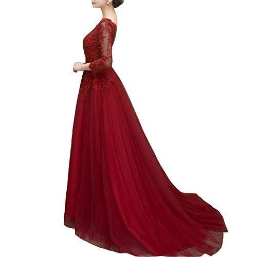 Kivary Plus Size Sheer Long Sleeves Beaded Lace Appliques Prom Evening Dresses W