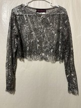 Tom and Linda Platt Saks Fifth Avenue Gray Crocheted Lace Top Womens Siz... - £19.46 GBP